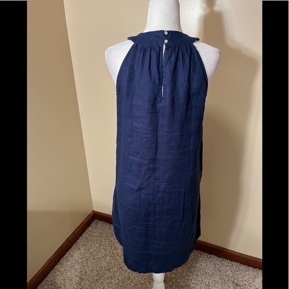 Antibes Blanc 100% Linen Blue Halter Dress NWOT Sz XS - Picture 3 of 7